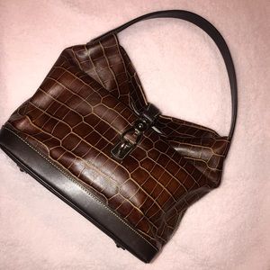 Dooney & Bourke Brown Leather Croc 🐊 Print Bag